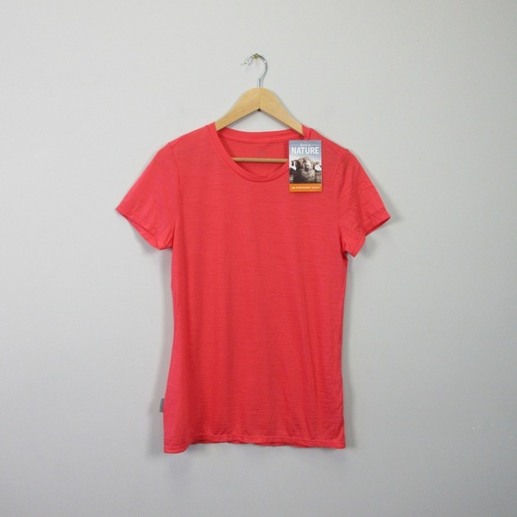 Icebreaker Merino Wool Tech Lite Short Sleeve Tee Shirt Women S Orange Hike 110 - Picture 1 of 10